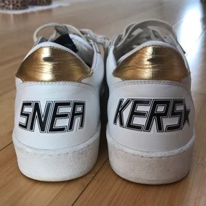 Golden Goose Sneakers Ballstar White and Gold
